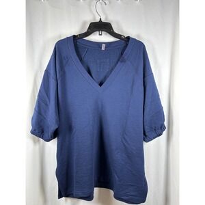 Free Movement Navy Blue V Neck Sweatshirt Pullover Top M